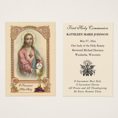 Jesus First Communion Catholic Remembrance Card