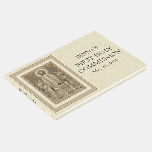 Jesus First Holy Communion Angels Lace Guest Book