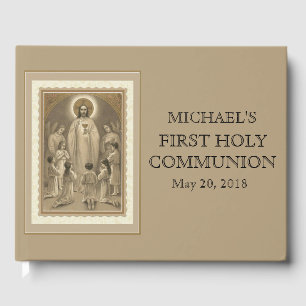 Jesus First Holy Communion Angels Traditional Guest Book