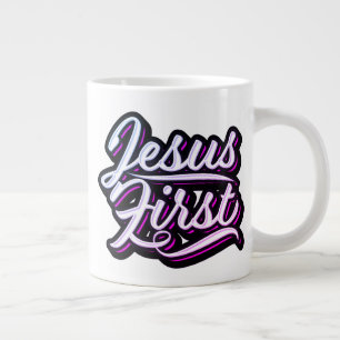 Jesus First Pinks and Purples Giant Coffee Mug
