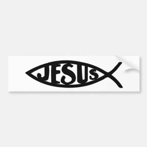 Jesus Fish Bumper Sticker  Black