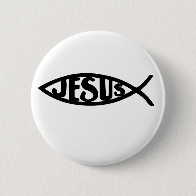 Jesus  Fish (Button Black) Pinback Button (Front)