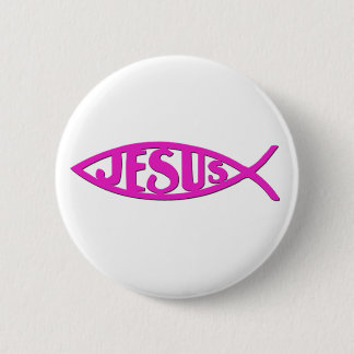 Jesus Fish (Button Pink) Pinback Button