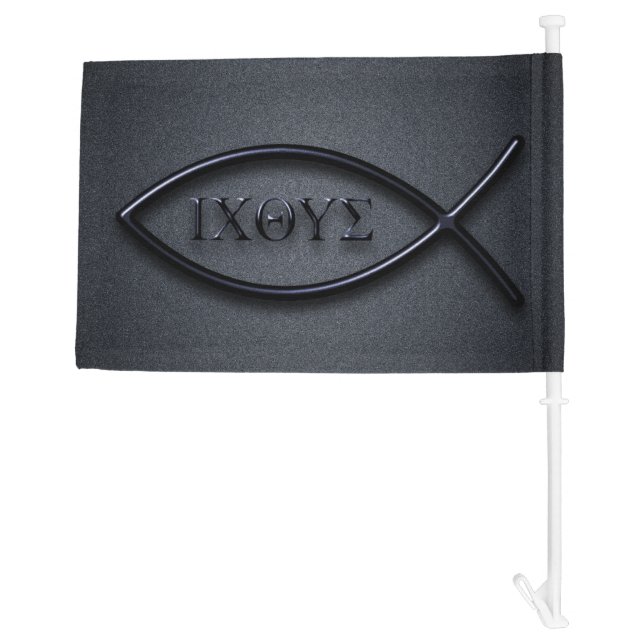 Jesus Fish Car Flag (Back)