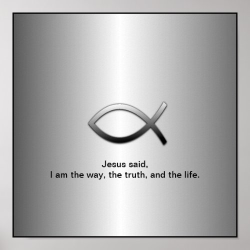 Jesus Fish Christian Ichthys Bible Verse Poster