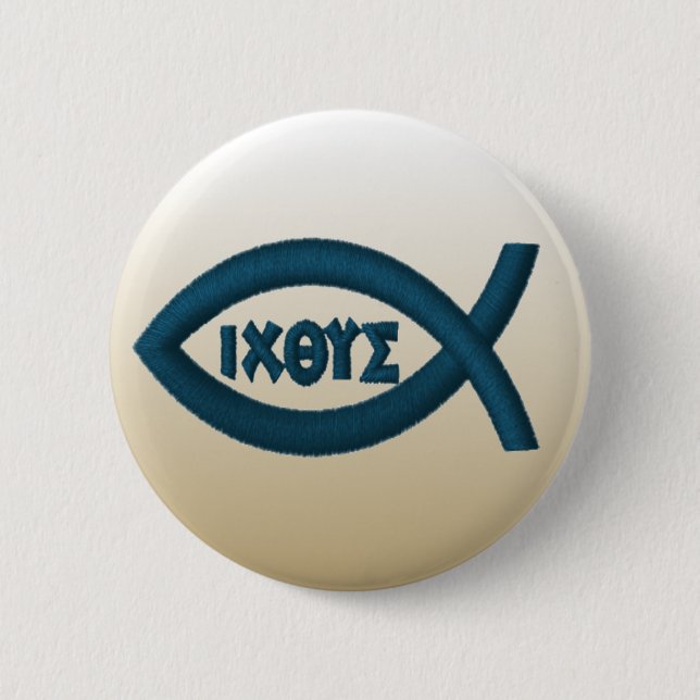 Jesus Fish Christian Symbol Button (Front)