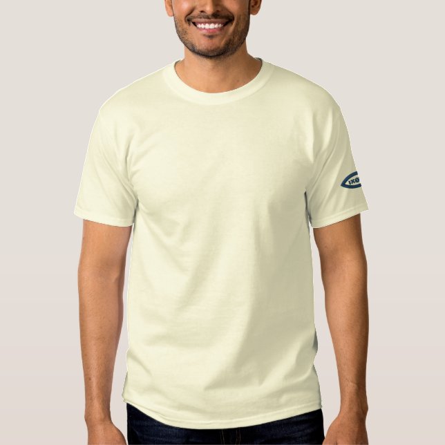 Jesus Fish Christian Symbol Embroidered T-Shirt (Front)