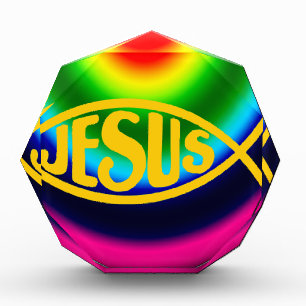 JESUS FISH ICHTHYS CHRIST RAINBOW AWARD