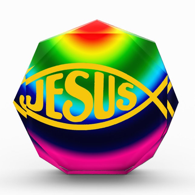 JESUS FISH ICHTHYS CHRIST RAINBOW AWARD (Front)