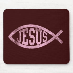 Jesus Fish Ichthys Christian Catholic Mousepas Mouse Pad