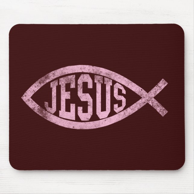 Jesus Fish Ichthys Christian Catholic Mousepas Mouse Pad (Front)