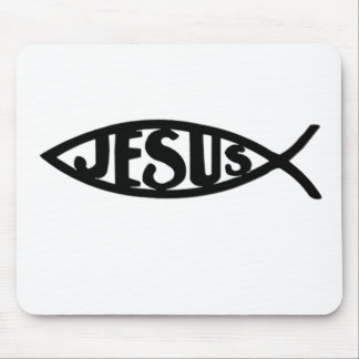 Jesus Fish (Mouse Pad Black) Mouse Pad