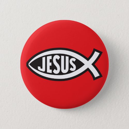 Jesus Fish Secret Symbol Ichthys ΙΧΘΥΣ God Son Red Button