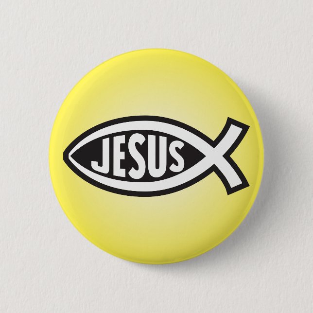 Jesus Fish Secret Symbol Ichthys ΙΧΘΥΣ Son of God Button (Front)