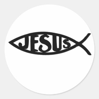 Jesus Fish (Sticker Black) Classic Round Sticker
