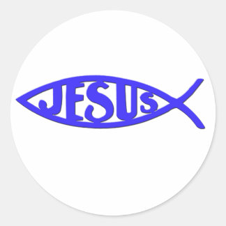 Jesus Fish (Stickers Blue) Classic Round Sticker