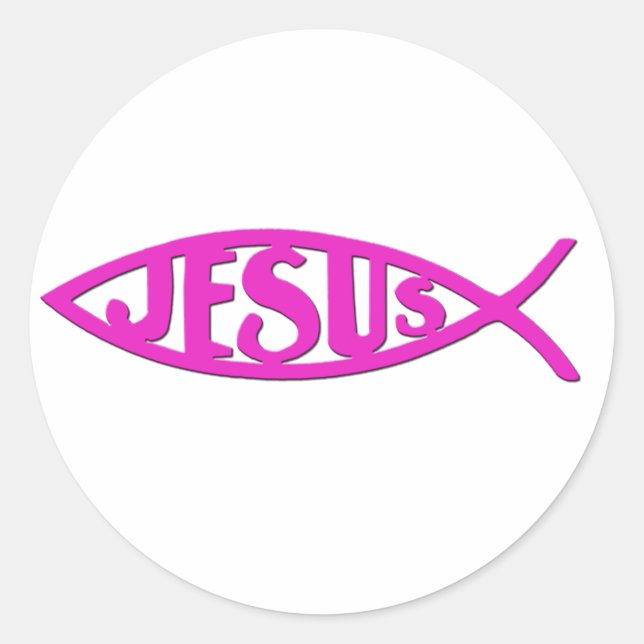 Jesus Fish (Stickers Pink) Classic Round Sticker (Front)