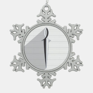 Jesus Fish Sword and Shadow Snowflake Pewter Christmas Ornament