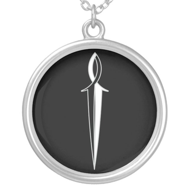 Jesus Fish Sword Silver Plated Necklace (Front)