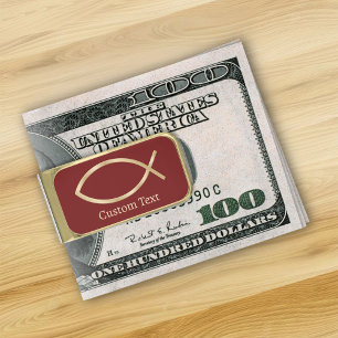 Jesus Fish Symbol Gold Finish Money Clip