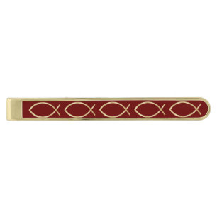 Jesus Fish Symbol Gold Finish Tie Bar
