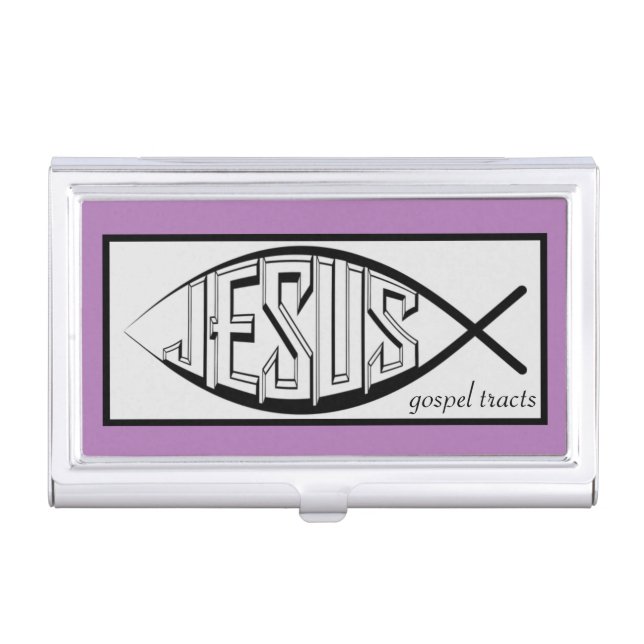 Jesus Fish Symbol Gospel Tracts Business Card Case (Front)