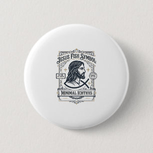 Jesus Fish Symbol Minimal Ichthys Jesus Fish Minim Button