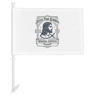 Jesus Fish Symbol Minimal Ichthys Jesus Fish Minim Car Flag