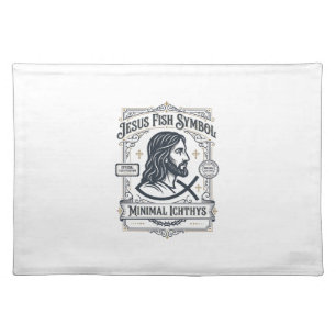 Jesus Fish Symbol Minimal Ichthys Jesus Fish Minim Cloth Placemat