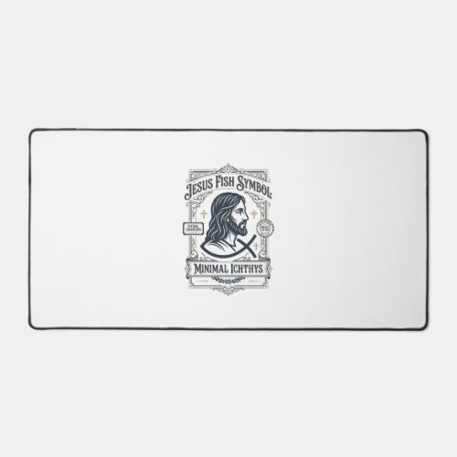 Jesus Fish Symbol Minimal Ichthys Jesus Fish Minim Desk Mat