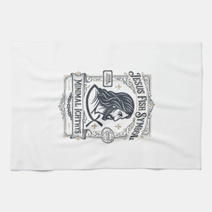 Jesus Fish Symbol Minimal Ichthys Jesus Fish Minim Kitchen Towel