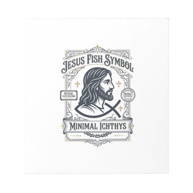 Jesus Fish Symbol Minimal Ichthys Jesus Fish Minim Notepad (Front)