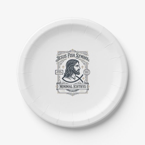 Jesus Fish Symbol Minimal Ichthys Jesus Fish Minim Paper Plates