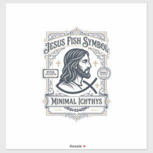 Jesus Fish Symbol Minimal Ichthys Jesus Fish Minim Sticker