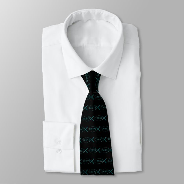 Jesus Fish Symbol Neck Tie (Tied)