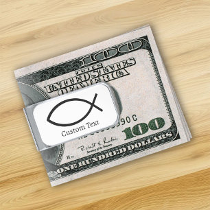 Jesus Fish Symbol Silver Finish Money Clip