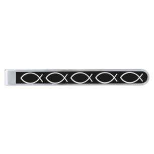 Jesus Fish Symbol Silver Finish Tie Bar