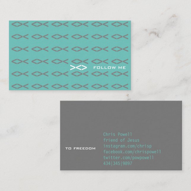 Jesus Fish Text Business Card (Front/Back)