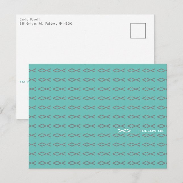 Jesus Fish Text Postcard (Front/Back)