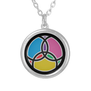Jesus Fish Trinity Stained Glass Silver Plated Necklace