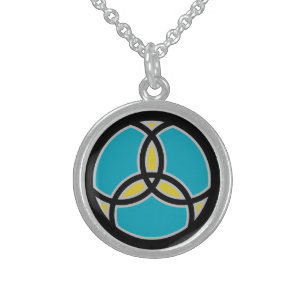 Jesus Fish Trinity Stained Glass Sterling Silver Necklace