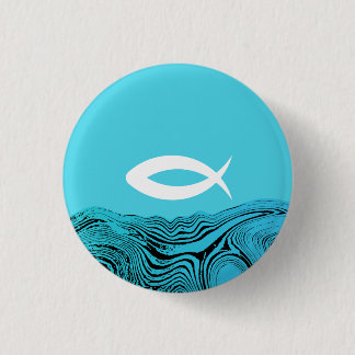 Jesus Fish Wavy Waters Button