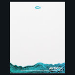 Jesus Fish Wavy Waters Letterhead<br><div class="desc">Jesus Fish Christian symbol on abstract blue wavy waters.</div>