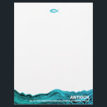 Jesus Fish Wavy Waters Letterhead<br><div class="desc">Jesus Fish Christian symbol on abstract blue wavy waters.</div>