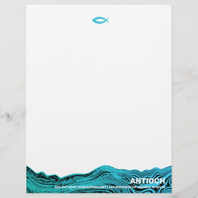 Jesus Fish Wavy Waters Letterhead (Front)