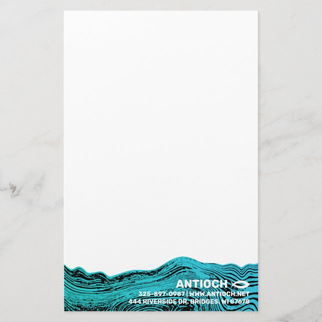 Jesus Fish Wavy Waters Stationery (Front)