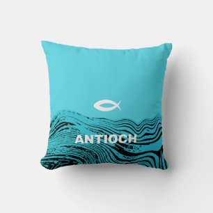 Jesus Fish Wavy Waters Throw Pillow