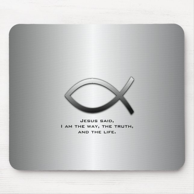 Jesus Fish With Personalized Bible Verse Mouse Pad (Front)