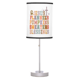 Jesus Flannels Pumpkins Sweaters Blessings Table Lamp