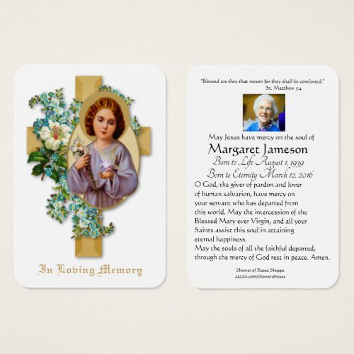 Jesus Floral Catholic Funeral Memorial Holy Card _